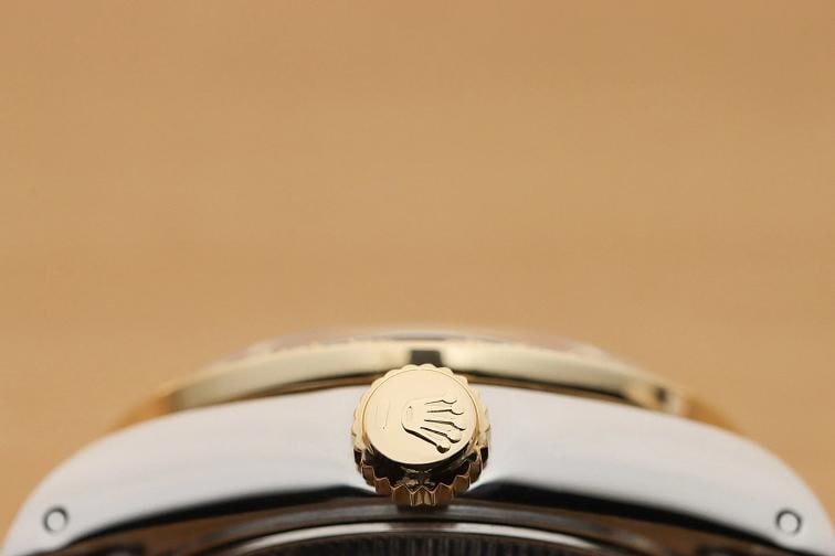 ROLEX LADIES DATEJUST 18K YELLOW GOLD DIAMOND SAPPHIRE STEEL BLUE DIAL WATCH - 9