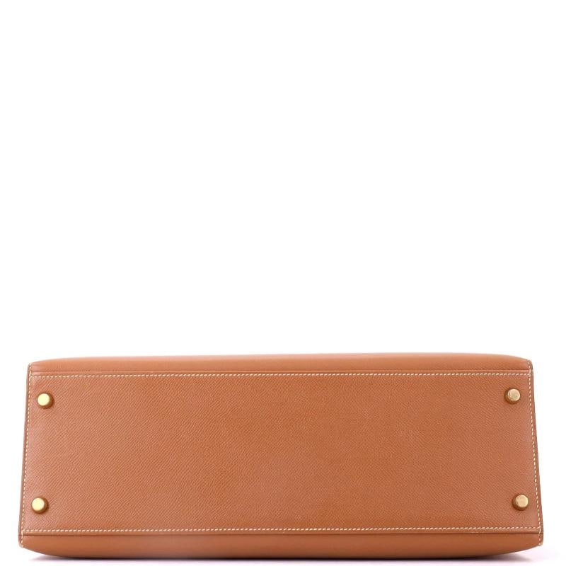 Hermes Kelly Handbag Brown Courchevel with Gold Hardware 35 - 5