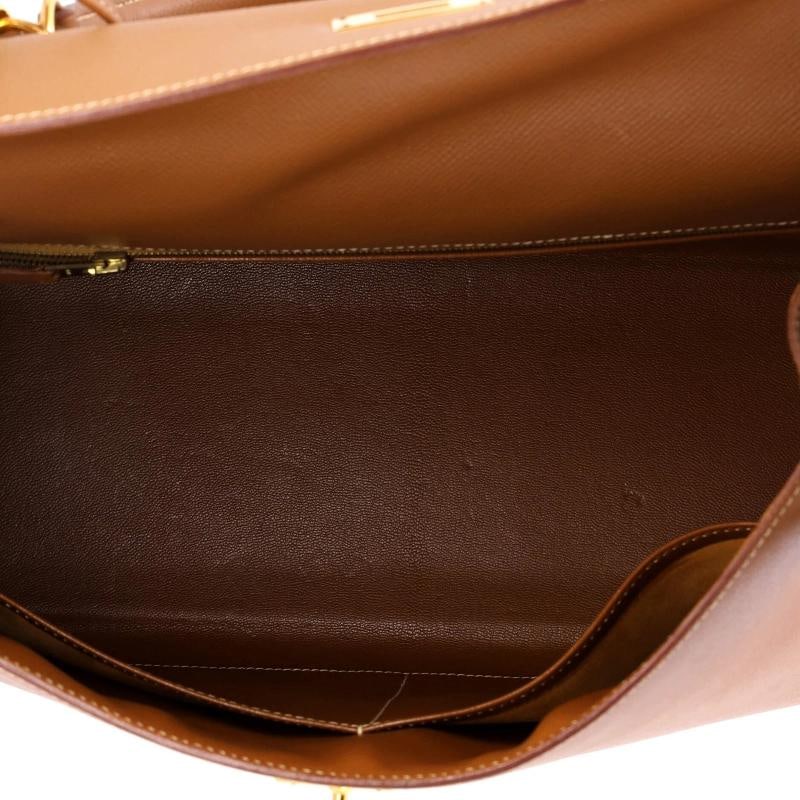 Hermes Kelly Handbag Brown Courchevel with Gold Hardware 35 - 6