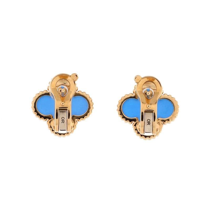 Van Cleef & Arpels Vintage Alhambra Earrings 18K Yellow Gold and Blue Agate - 3