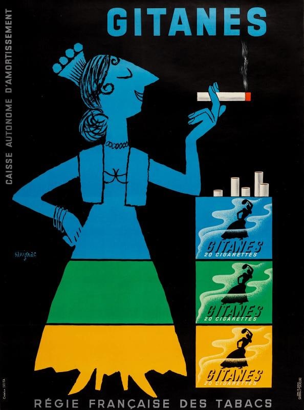 Original Vintage Poster - Savignac - Gitanes - Tobacco - French Cigarette - 1953 (1 of 4)