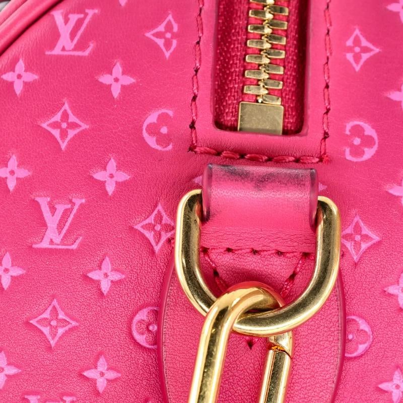 Louis Vuitton Speedy Bandouliere Bag Nanogram Embossed Leather 20 - 6