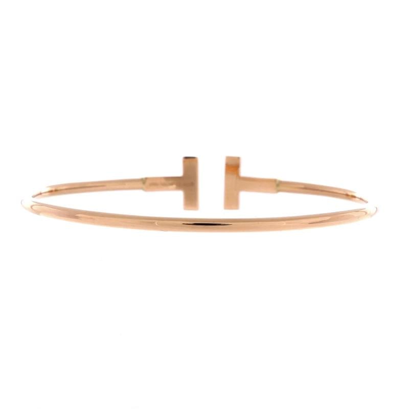 Tiffany & Co. T Wire Bracelet 18K Rose Gold with Diamonds - 3