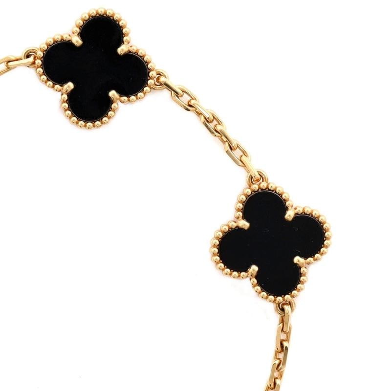 Van Cleef & Arpels Vintage Alhambra 5 Motifs Bracelet 18K Yellow Gold and Onyx - 4