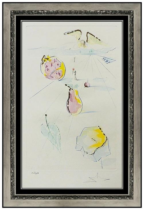 SALVADOR DALI Original Color ETCHING with GOLD DUST Hand Signed Garden Authentic (1 of 5)