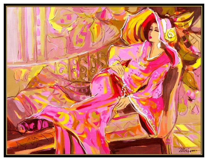 Isaac Maimon Original Oil Painting On Canvas Signed Female Portrait Large Art - 2