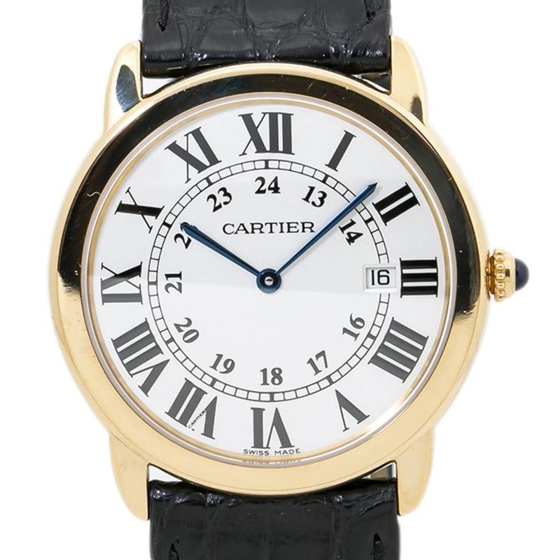 Cartier Ronde Solo 2988 W6700455 2014 Paper 18k YG Silver Quartz Men Watch 36mm - 2