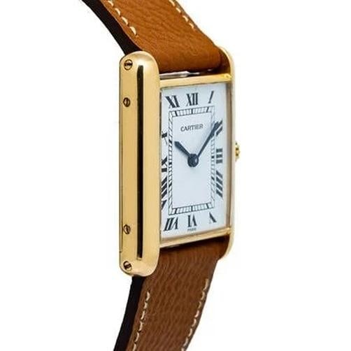 Cartier Tank Paris 78086 leather 18K YG Manual White dial Unisex Watch 25mm - 3