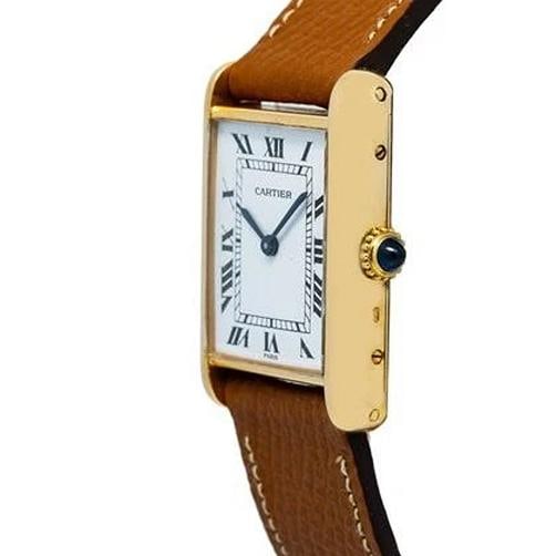 Cartier Tank Paris 78086 leather 18K YG Manual White dial Unisex Watch 25mm - 4