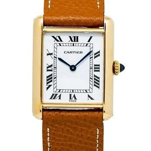 Cartier Tank Paris 78086 leather 18K YG Manual White dial Unisex Watch 25mm - 5