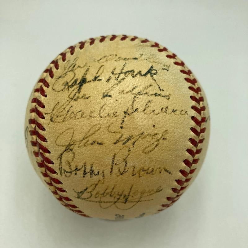 1951 Yankees World Series Champs Team Signed Baseball Mickey Mantle Rookie PSA - 2