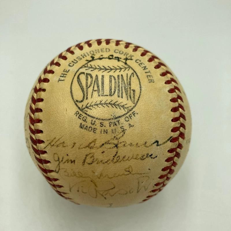 1951 Yankees World Series Champs Team Signed Baseball Mickey Mantle Rookie PSA - 4