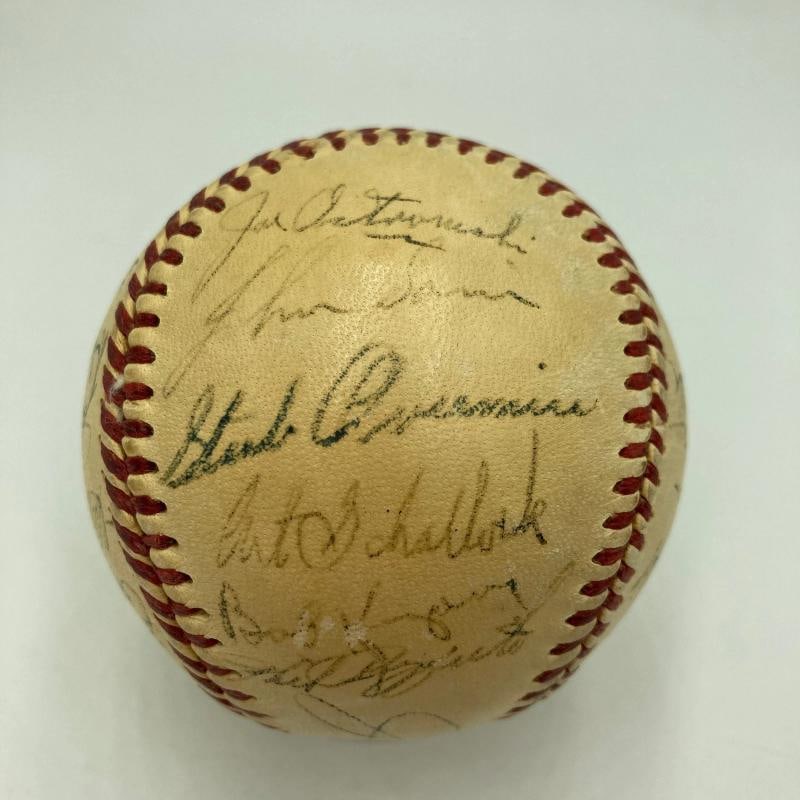 1951 Yankees World Series Champs Team Signed Baseball Mickey Mantle Rookie PSA - 5