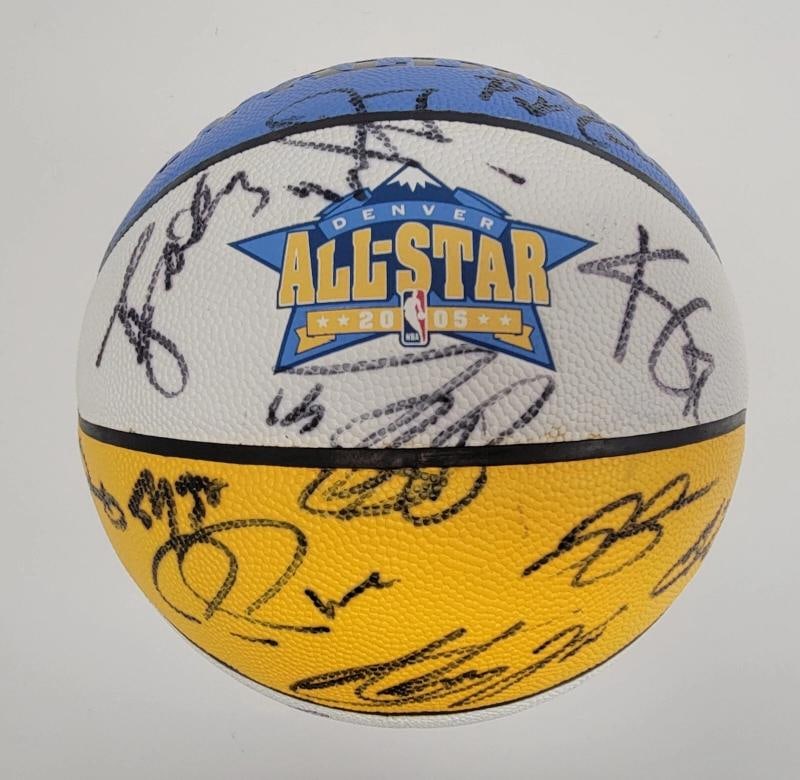 Kobe Bryant Shaq Tim Duncan 2005 All Star Game Team Signed Basketball Beckett: 26 signatures total. Signatures include Kobe Bryant, Tim Duncan, Allen Iverson, Amare Stoudemire, Shaquille O'Neal, Yao Ming, Shawn Marion, Antawn Jamison, Ben Wallace, Vince Carter, Ray Allen, Grant