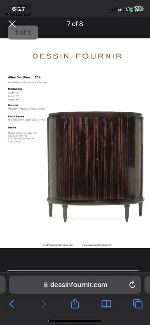 Dessin Fournir Aline Demilune Cabinet Mahogany & Macassar WITH KEY!! - 19