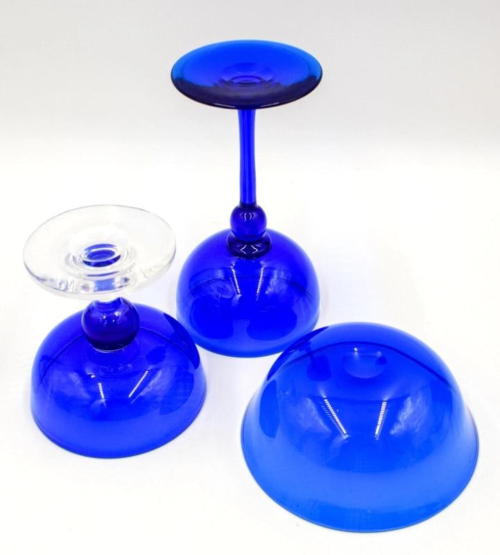 Steuben Flemish Blue Stemware Champagne Glass, Compote & Finger Bowl, Circa 1920 - 6