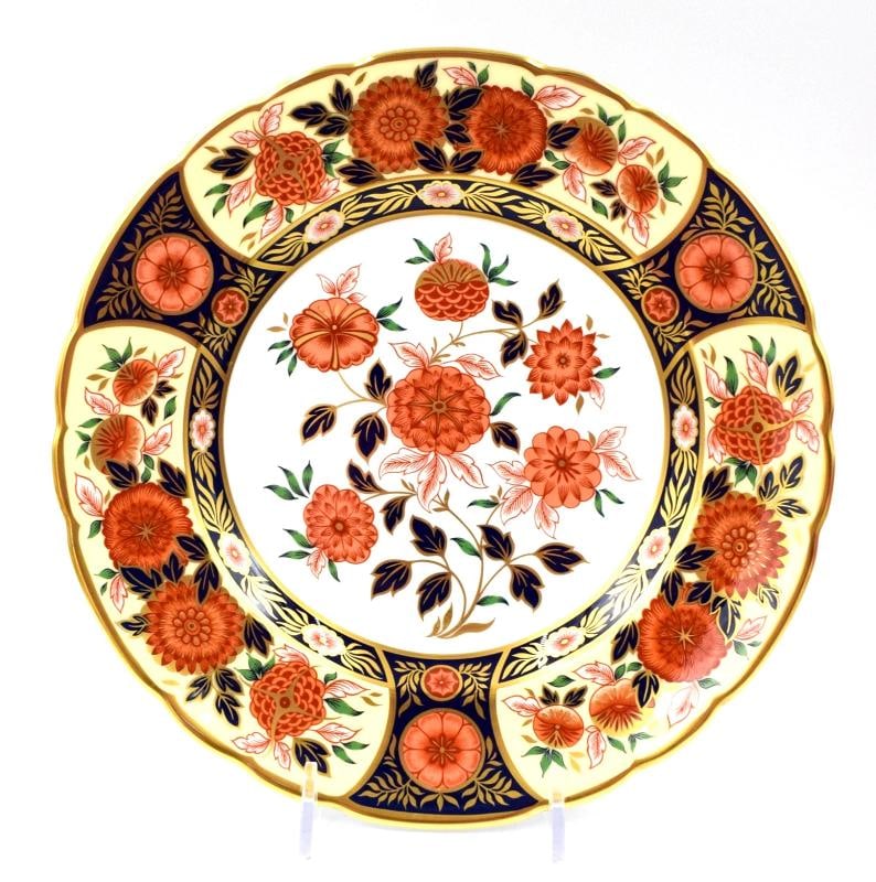 4 Royal Crown Derby Imari Antique Chrysanthemum Accents Plates Set of 4 - 2