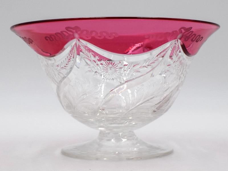 Fine Steuben Gold Ruby Engraved Cut Glass Bowl - Signed - 4