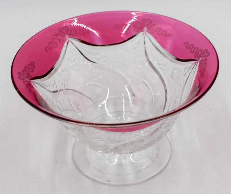 Fine Steuben Gold Ruby Engraved Cut Glass Bowl - Signed - 5