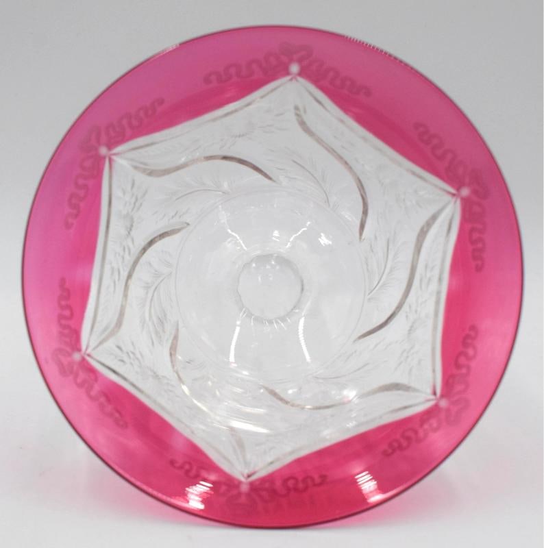 Fine Steuben Gold Ruby Engraved Cut Glass Bowl - Signed - 6