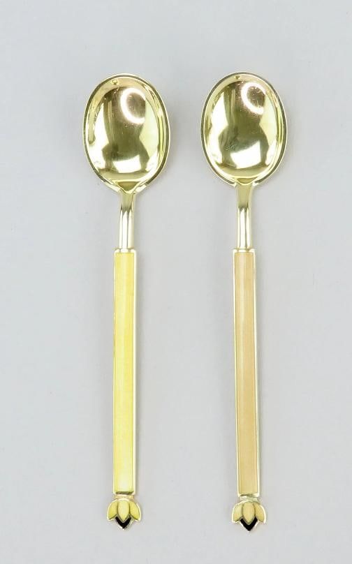 11 David Andersen Norway Sterling Silver Gilded Demitasse Spoons Enamel Handles - 4