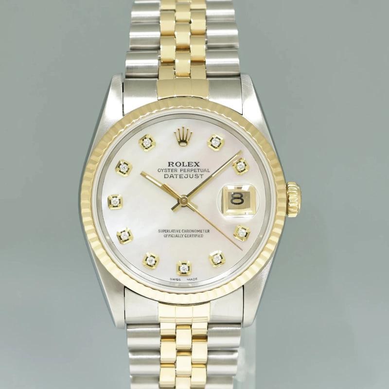 DIAMOND Pearl Rolex DateJust 16233 Two-Tone Yellow Gold Jubilee Watch Box - 2