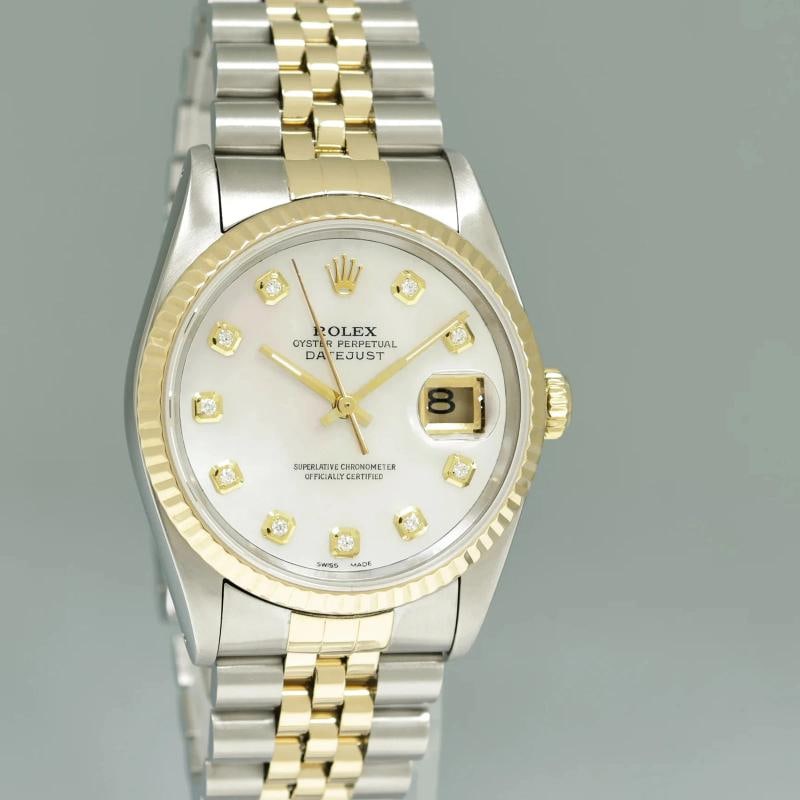 DIAMOND Pearl Rolex DateJust 16233 Two-Tone Yellow Gold Jubilee Watch Box - 3