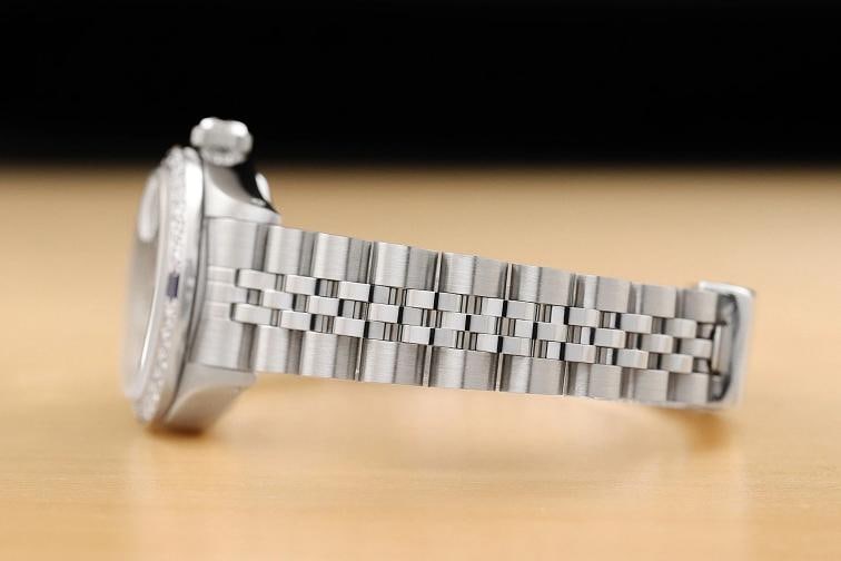 LADIES ROLEX DATE 6917 DIAMOND SAPPHIRE 18K WHITE GOLD STEEL BLUE DIAL WATCH - 5