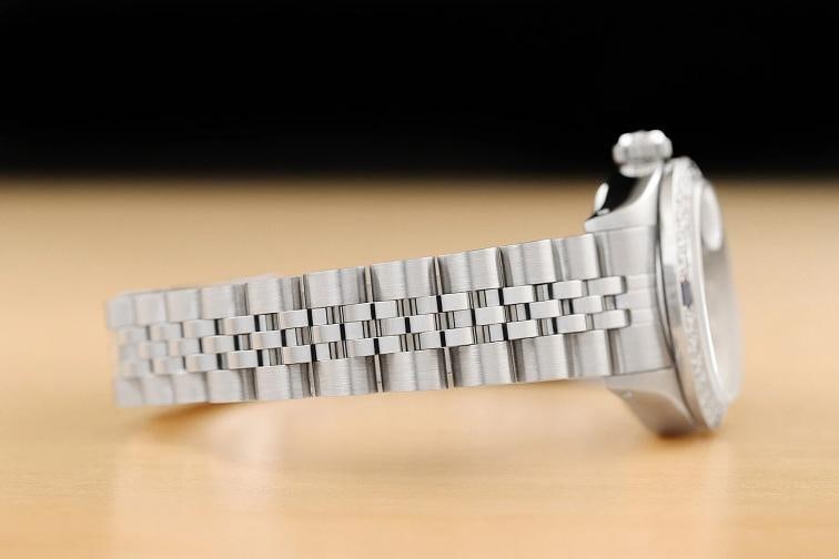 LADIES ROLEX DATE 6917 DIAMOND SAPPHIRE 18K WHITE GOLD STEEL BLUE DIAL WATCH - 7