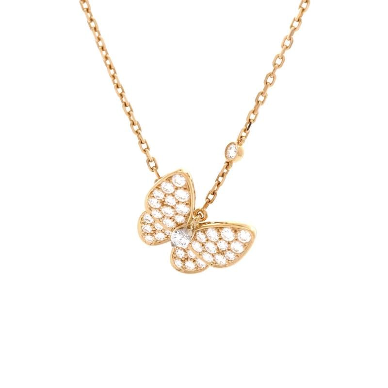 Van Cleef & Arpels Two Butterfly Pendant Necklace 18K Yellow Gold with Diamonds (1 of 4)