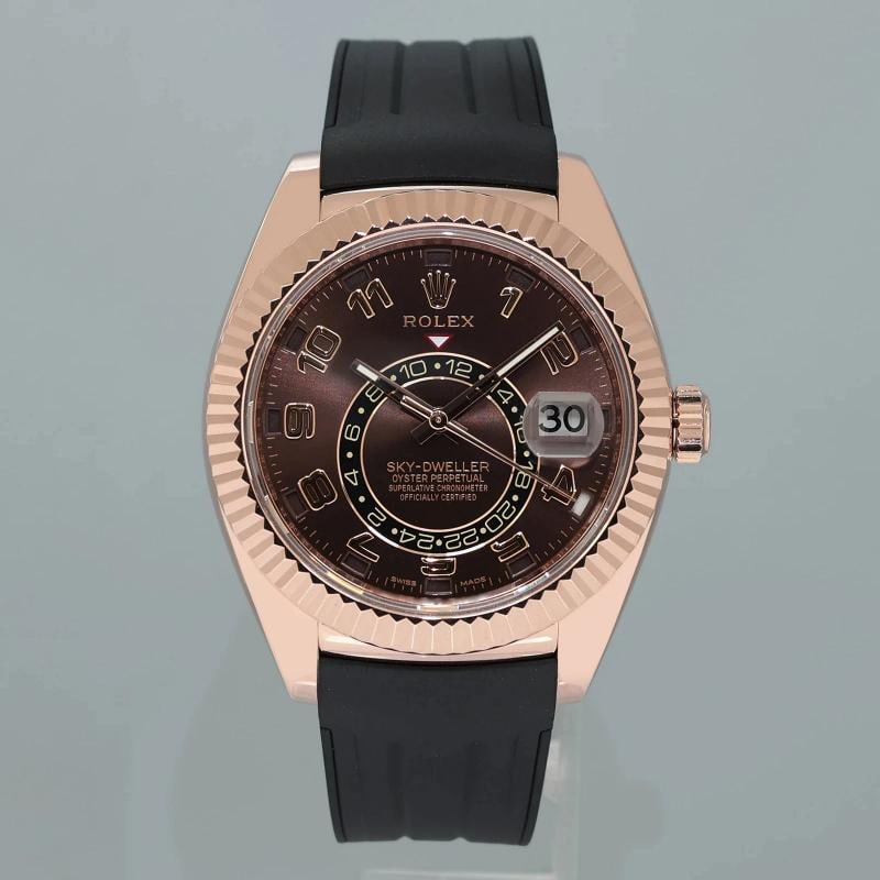 MINT ROLEX SKY DWELLER ROSE GOLD 326135 CHOCOLATE 42MM RUBBER WATCH BOX - 2