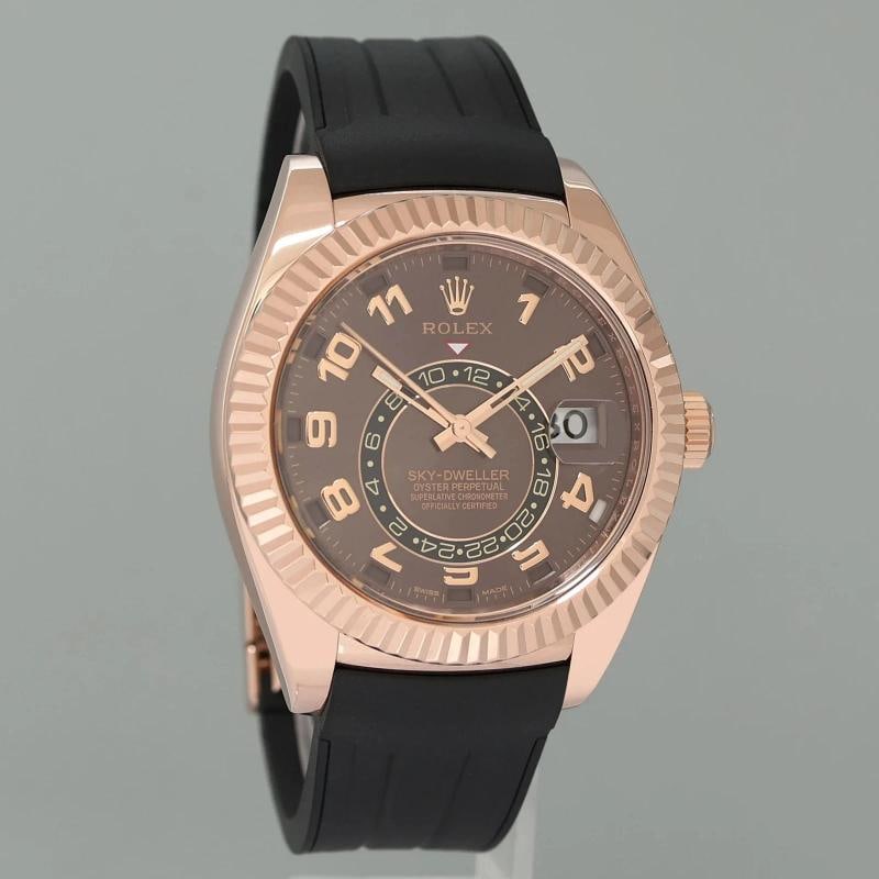 MINT ROLEX SKY DWELLER ROSE GOLD 326135 CHOCOLATE 42MM RUBBER WATCH BOX - 3