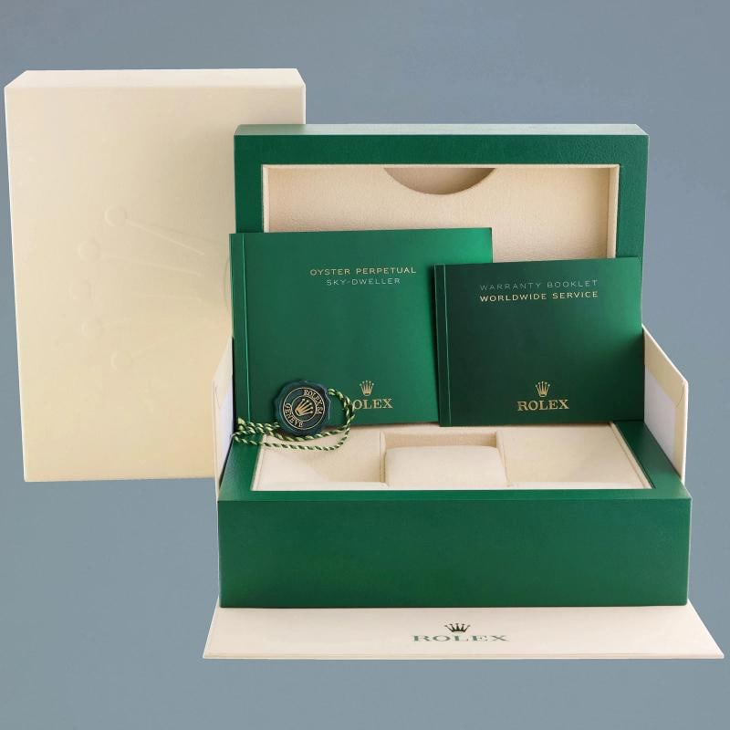 MINT ROLEX SKY DWELLER ROSE GOLD 326135 CHOCOLATE 42MM RUBBER WATCH BOX - 7