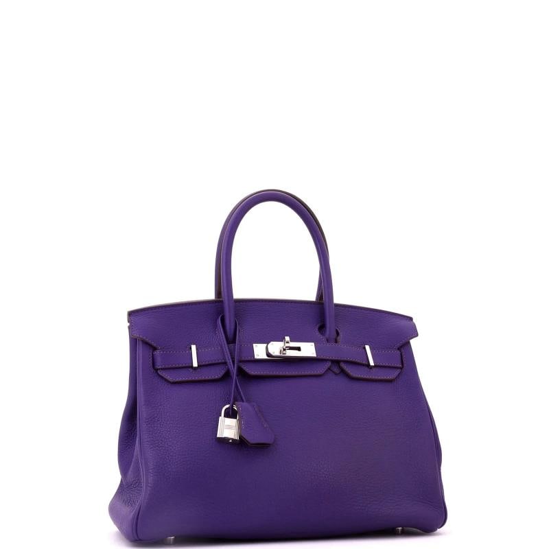 Hermes Birkin Handbag Purple Clemence with Palladium Hardware 30 - 2