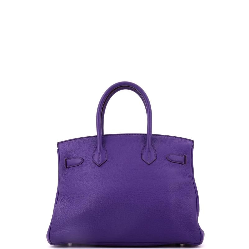 Hermes Birkin Handbag Purple Clemence with Palladium Hardware 30 - 3