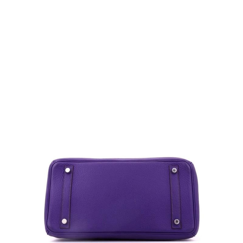Hermes Birkin Handbag Purple Clemence with Palladium Hardware 30 - 4