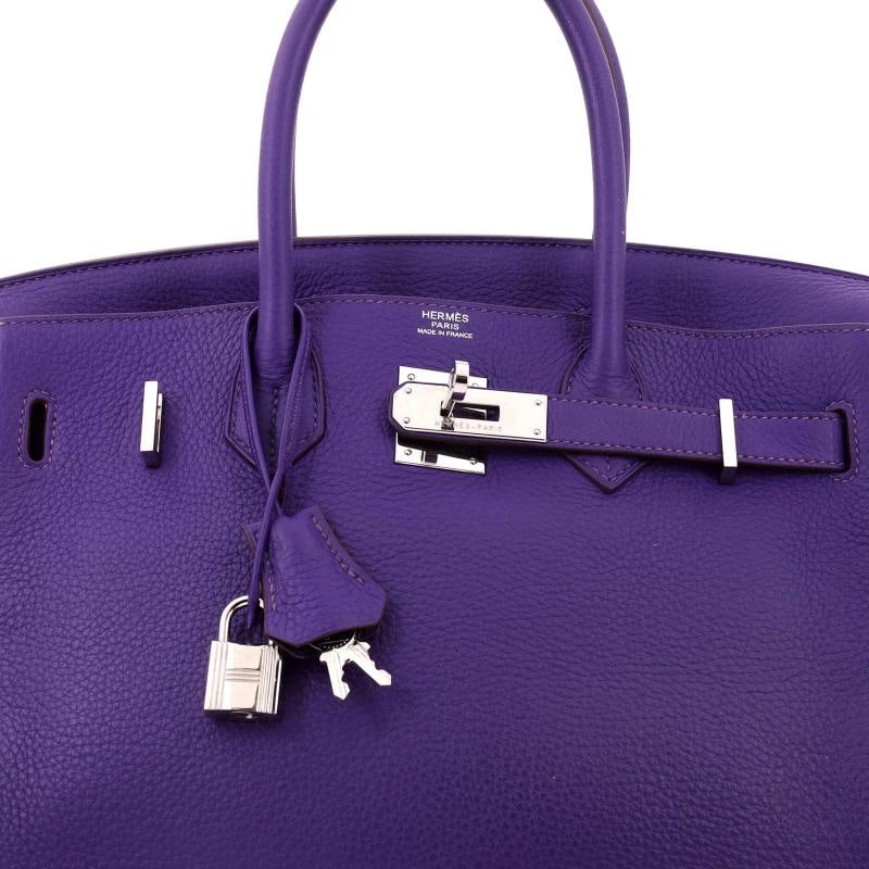 Hermes Birkin Handbag Purple Clemence with Palladium Hardware 30 - 5