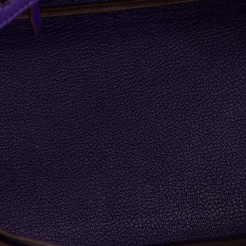 Hermes Birkin Handbag Purple Clemence with Palladium Hardware 30 - 6