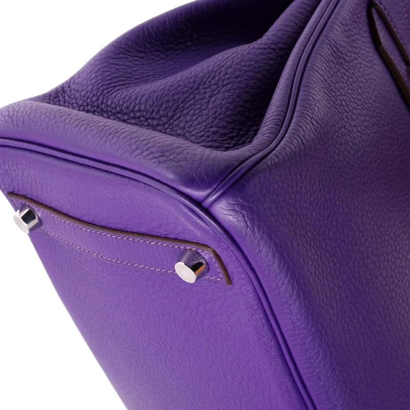 Hermes Birkin Handbag Purple Clemence with Palladium Hardware 30 - 7