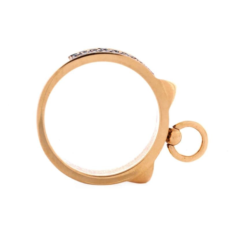 Hermes Collier de Chien Ring 18K Rose Gold with Pave Black Spinels Small - 2