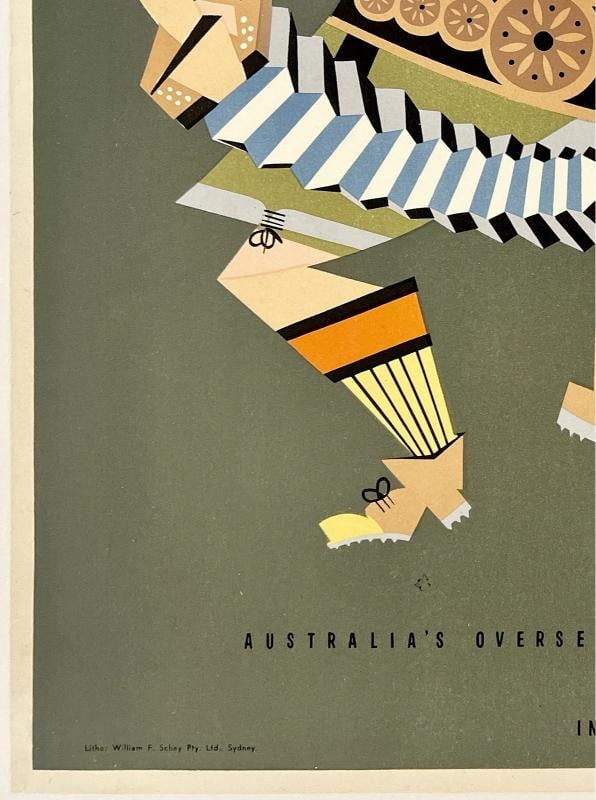 Original Vintage Poster EUROPE QANTAS Airline Travel Tourism 15" x 20" LINEN - 4