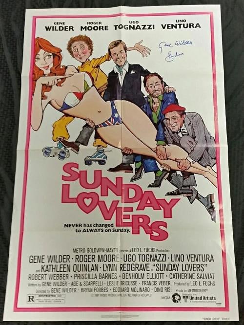 GENE WILDER & ROGER MOORE Signed SUNDAY LOVERS Original 27x40 Movie Poster PSA: GENE WILDER & ROGER MOORE Signed SUNDAY LOVERS Original 27x40 Movie Poster PSA