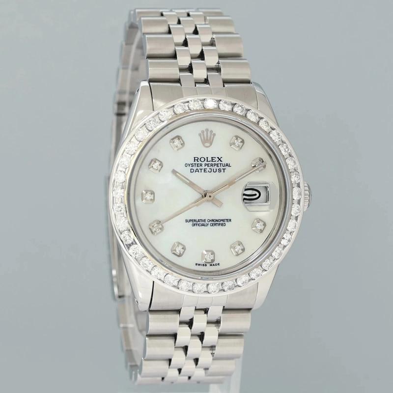 MINT Rolex DateJust 16014 Mother of Pearl Diamond Bezel Jubilee Band 36mm Watch - 3