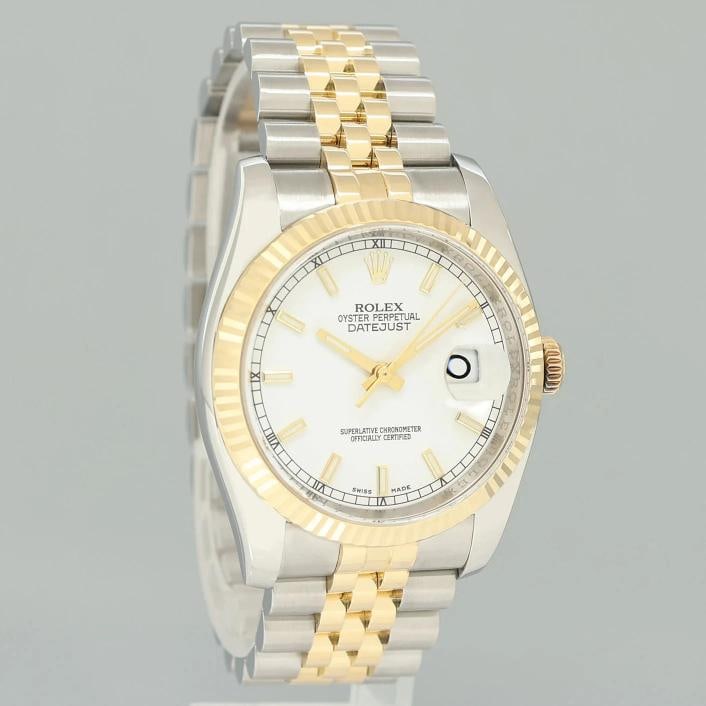 2010 MINT Rolex DateJust 116233 Jubilee Two Tone Gold Steel White Stick 36mm - 3