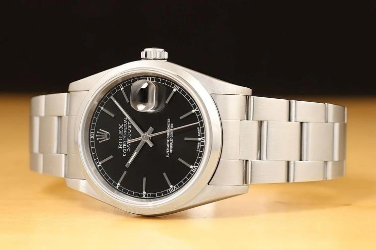 2004 PAPER ROLEX MENS DATEJUST 16200 36MM BLACK DIAL STEEL OYSTER WATCH - 2