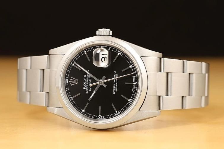 2004 PAPER ROLEX MENS DATEJUST 16200 36MM BLACK DIAL STEEL OYSTER WATCH - 3