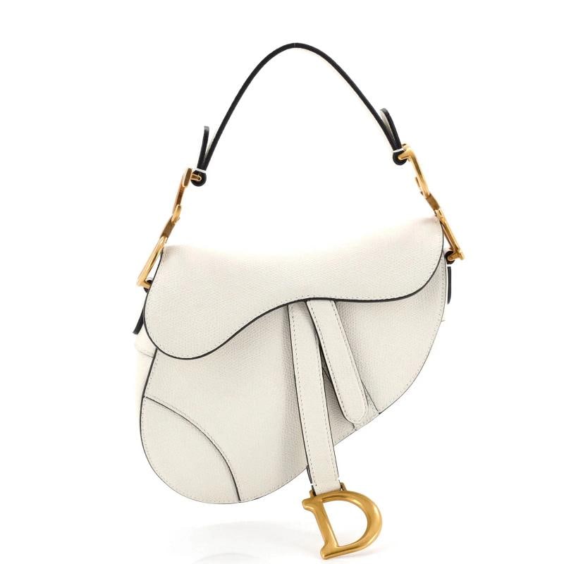Christian Dior Saddle Handbag Leather Mini: Condition: Pre-owned - Good,Brand: Christian Dior,Exterior Material: Leather,Style: Shoulder Bags,Exterior Color: White,Department: Women,Size: Mini