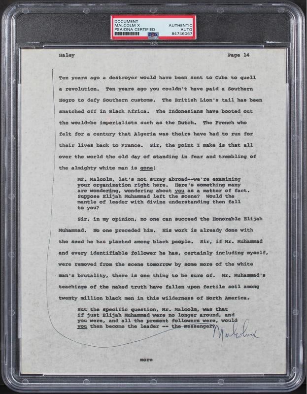 Malcolm X Authentic Signed 8.5x11 Document PSA/DNA Slabbed: Condition: New: A brand-new, unused, unopened, undamaged item (including handmade items).. ,Autograph Authentication: PSA,Original/Reproduction: Original,PRODUCT_COA: PSA,PRODUCT_SIGNED_BY_NAME: