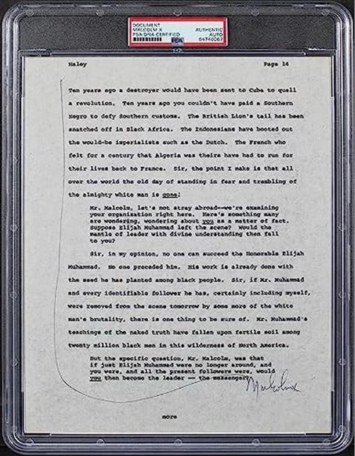 Malcolm X Authentic Signed 8.5x11 Document PSA/DNA Slabbed - 3