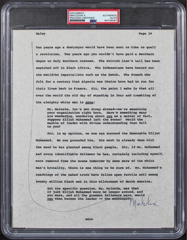 Malcolm X Authentic Signed 8.5x11 Document PSA/DNA Slabbed - 4